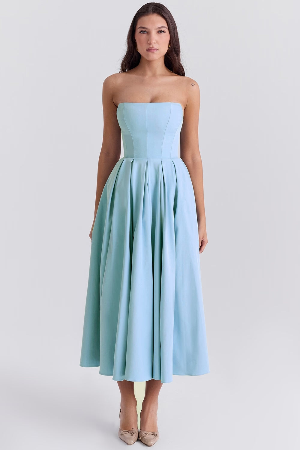 Audrey Strapless Midi Kleid