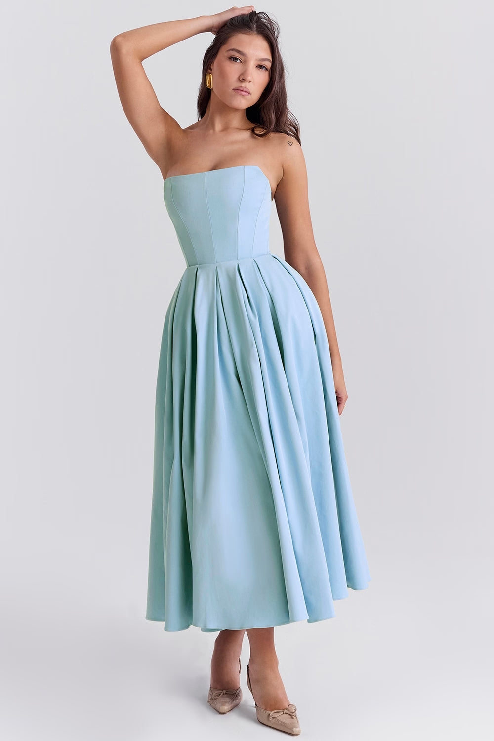 Audrey Strapless Midi Kleid