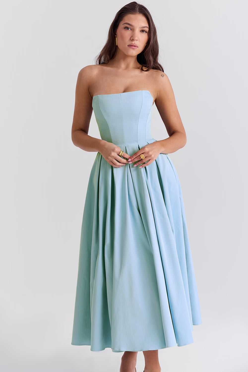 Audrey Strapless Midi Kleid