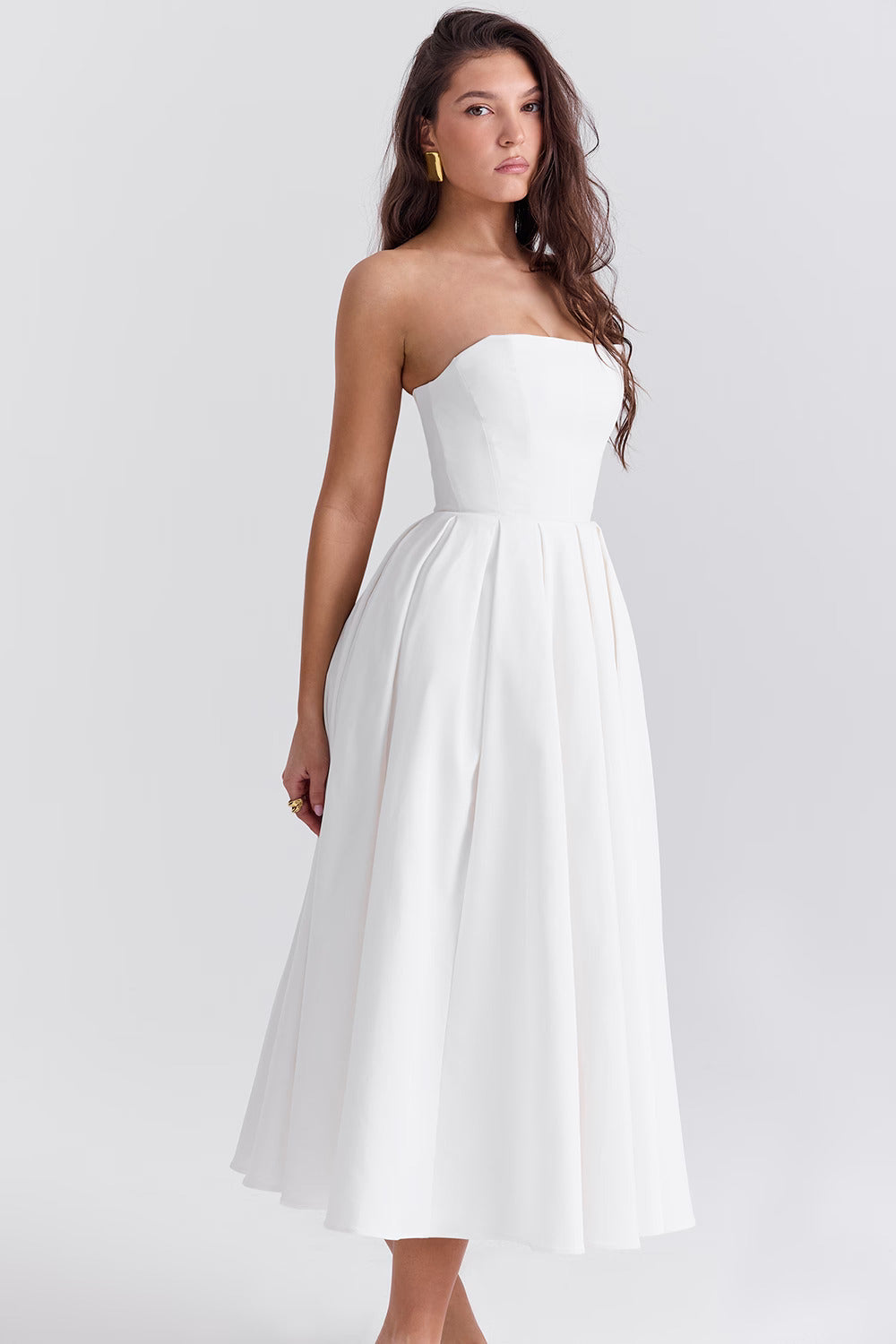 Audrey Strapless Midi Kleid