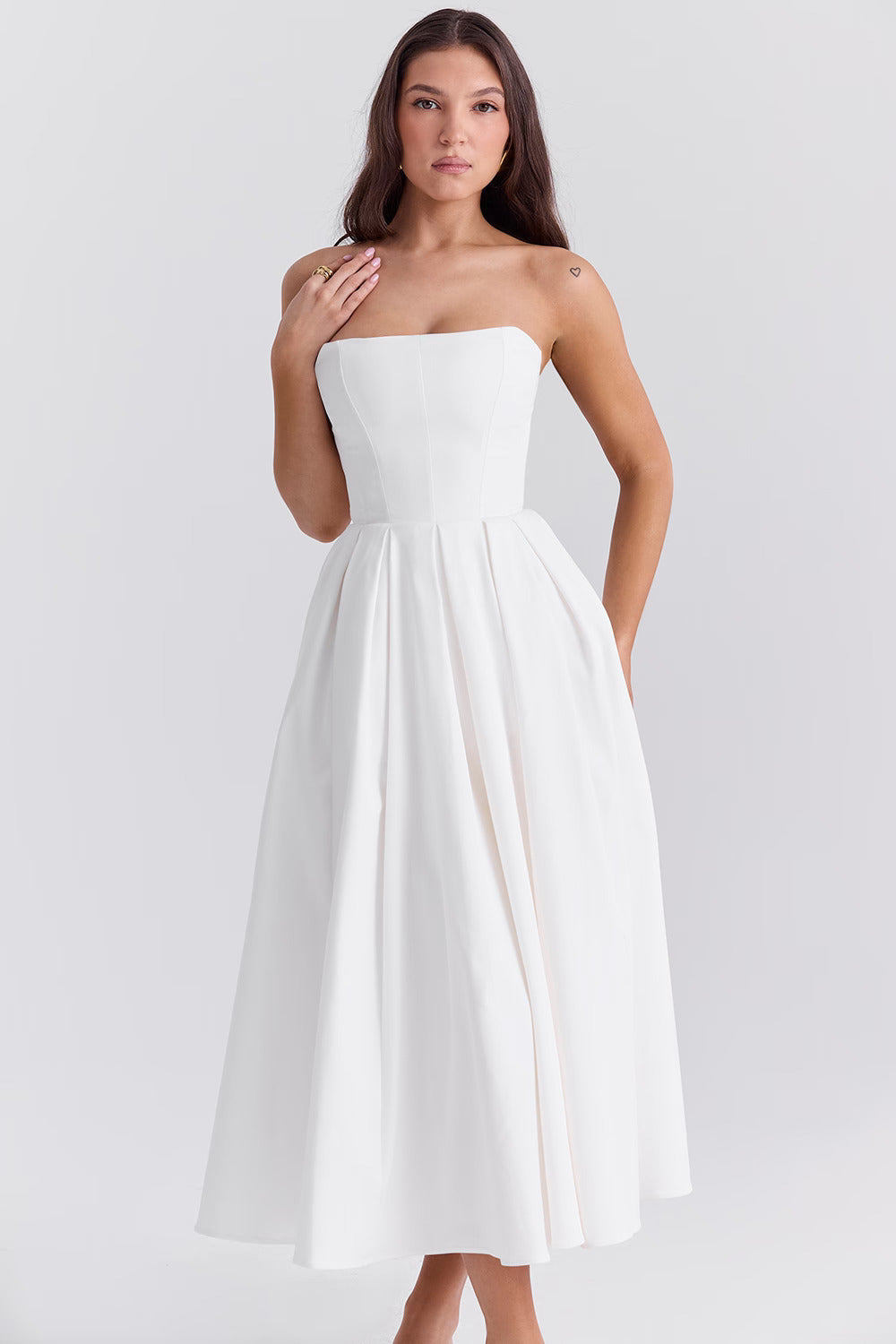 Audrey Strapless Midi Kleid