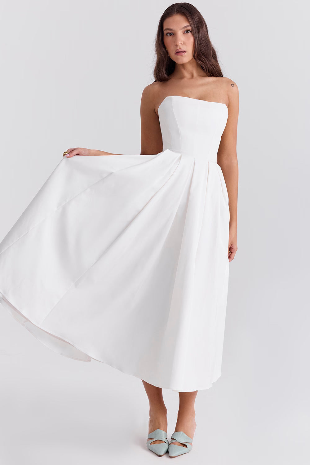Audrey Strapless Midi Kleid