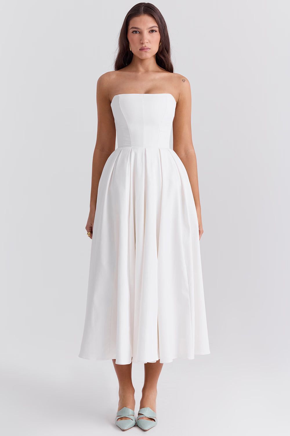 Audrey Strapless Midi Kleid