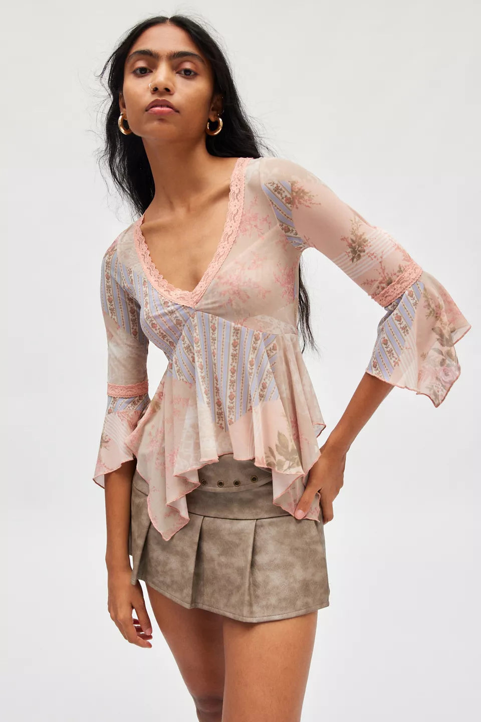 Seraphina Spitze-Netz Top